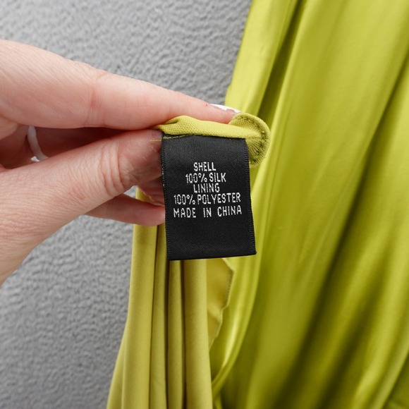 Adrianna Papell Silk Gown Dress Beaded Bodice Sleeveless 6 Green Satin Party - Picture 11 of 14